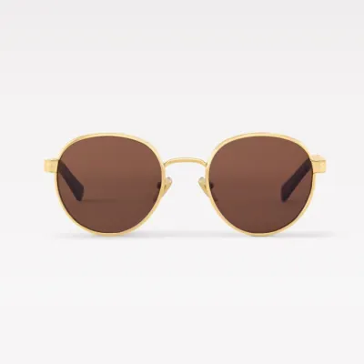 Louis Vuitton round frame glasses brown gold/black gold/black/black silver/brown monogram/purple monogram color Size 53口23-145