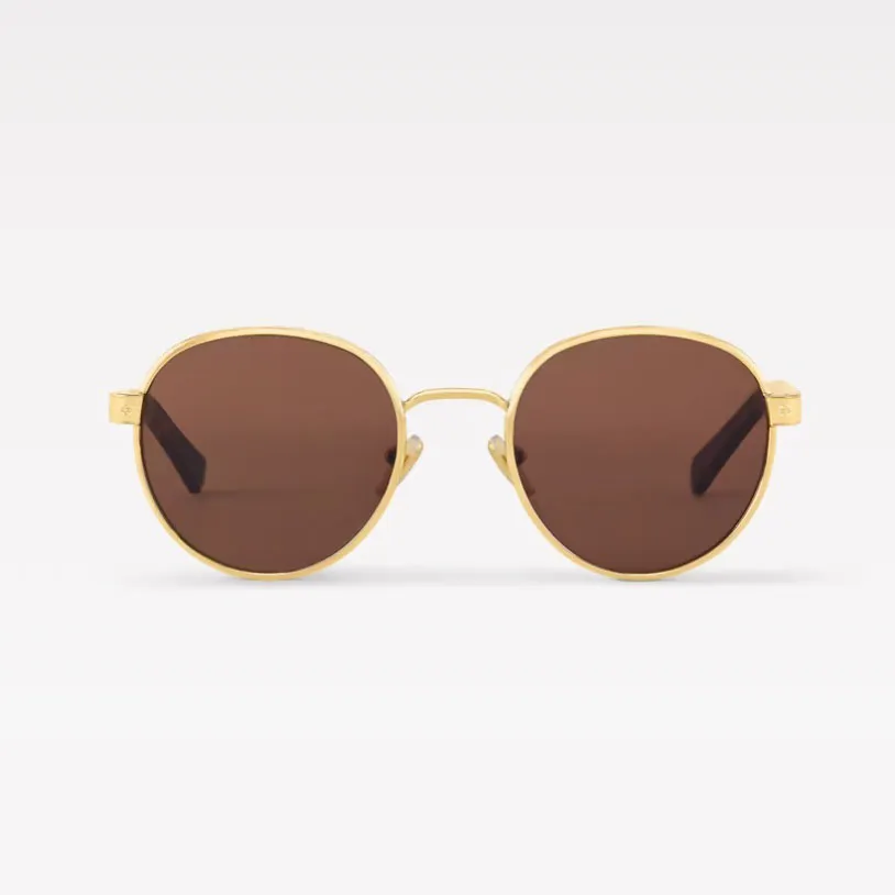 Louis Vuitton round frame glasses brown gold/black gold/black/black silver/brown monogram/purple monogram color Size 53口23-145