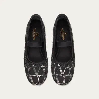 VALENTINO V logo ballet flats with imitation crystal trim