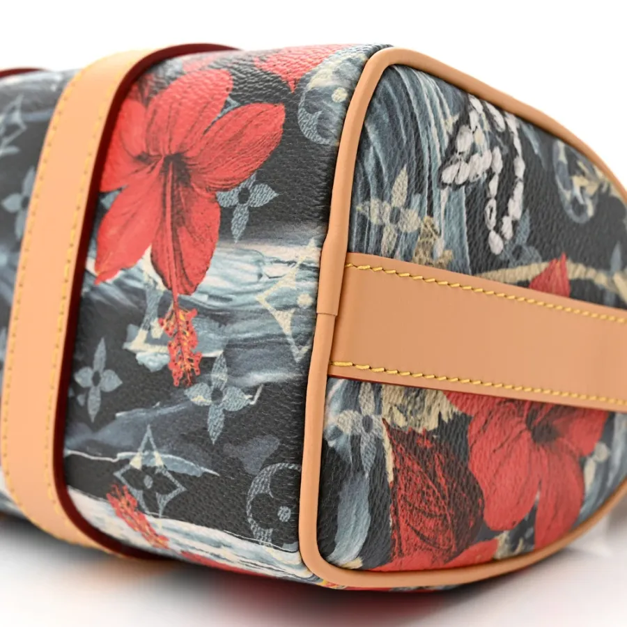 Louis Vuitton Surfin Keepall Bandouliere 25 Navy Blue Monogram Canvas Gold Hardware