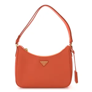 Prada Mini Re-Edition Shoulder Bag Arancio Saffiano Leather Lux Gold Hardware