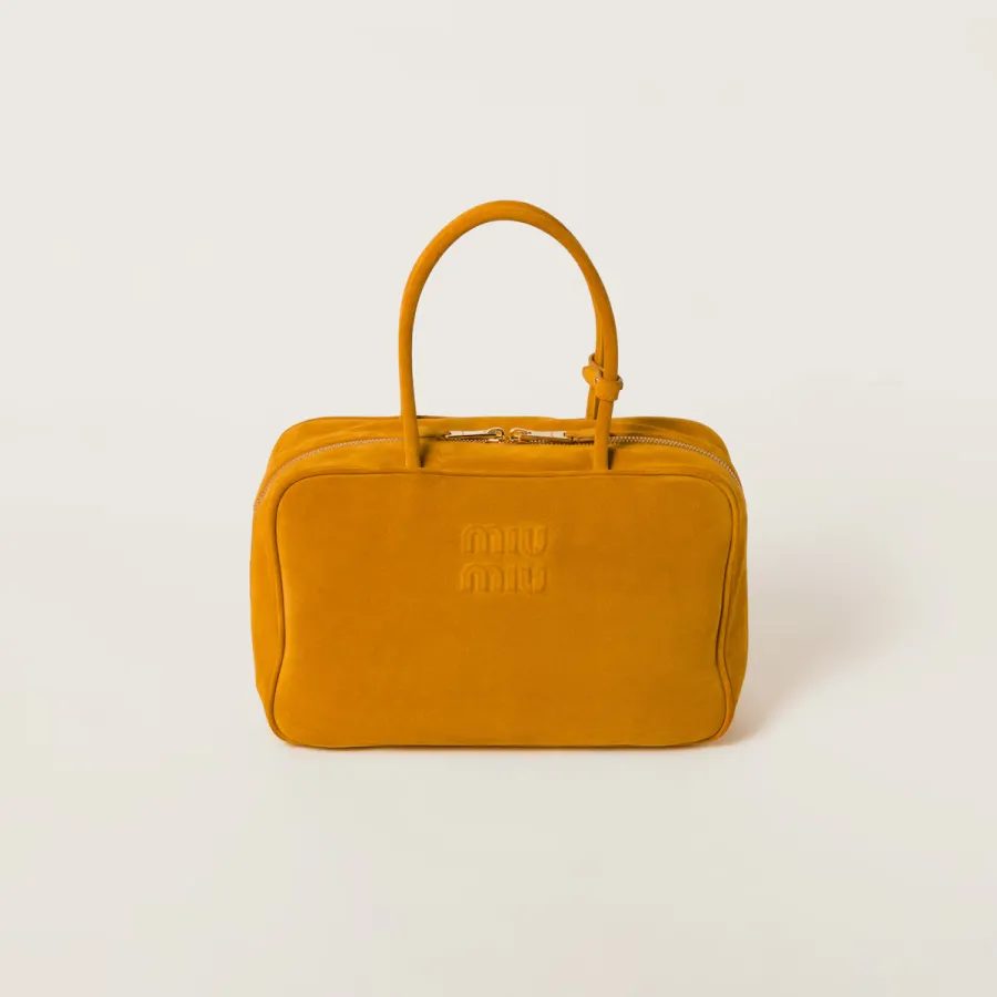 Miu Miu Beau Suede Leather Yellow Top-Handle Bags
