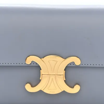 Celine Medium Triomphe Shoulder Bag Arctic Blue Shiny Calfskin Leather