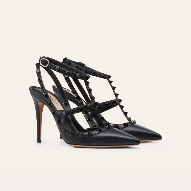 VALENTINO Rivet lace-up heels of the same color (heel height 10cm)