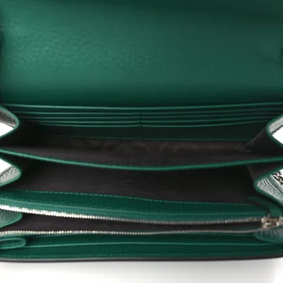 Gucci Mini Dionysus Chain Wallet Emerald Calfskin Leather Aged Silver Hardware