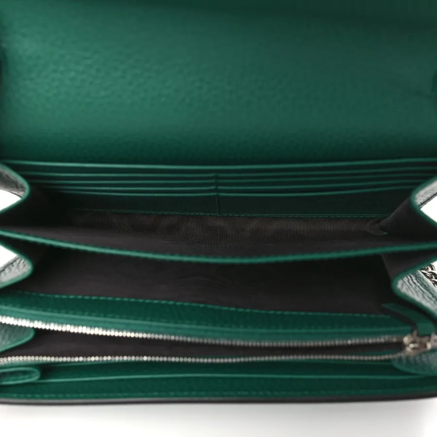 Gucci Mini Dionysus Chain Wallet Emerald Calfskin Leather Aged Silver Hardware