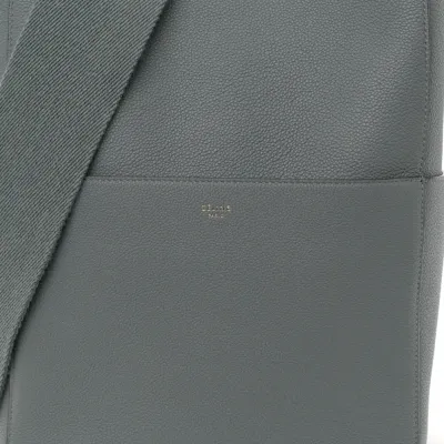 Celine Medium Sangle Bucket Bag Storm Soft Grained Calfskin Leather Gold Hardware