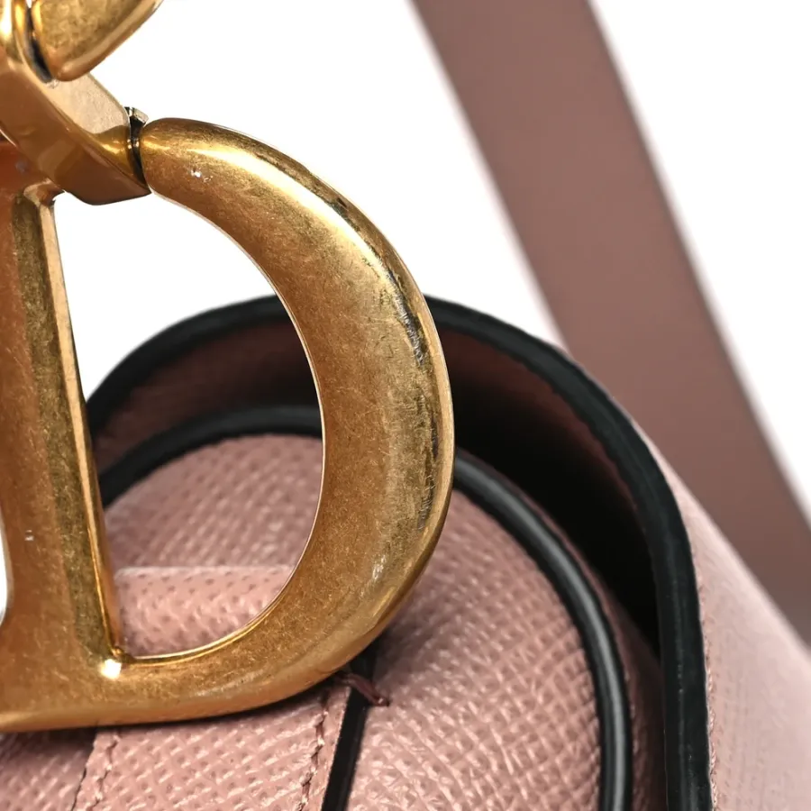 Dior Medium Saddle Bag Fard Grained Calfskin Leather Gold Hardware