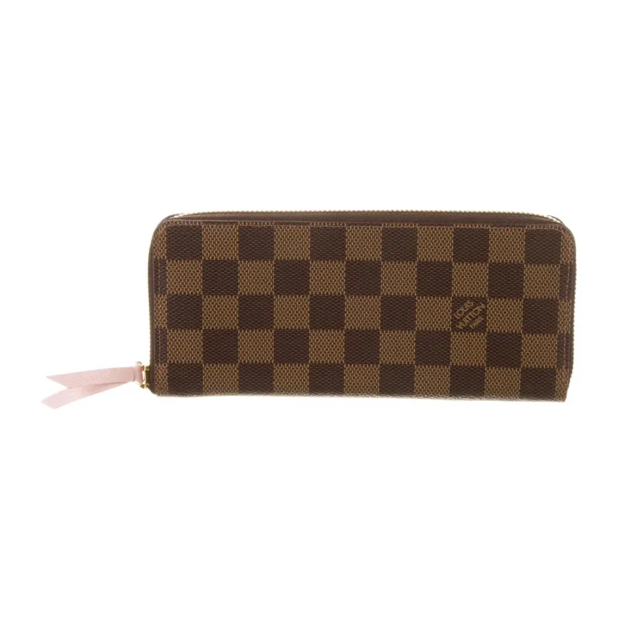 Louis Vuitton Medium Zippy Wallet Damier Ebene Pattern Coated Canvas Gold Hardware