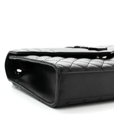 Saint Laurent Medium Satchel Black Triquilt Monochrome Monogram Grain De Poudre Textured Mixed Matelasse Leather Black Hardware