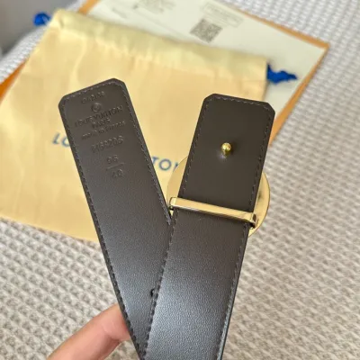 Louis Vuitton Women's Diamonds Nautical Buckle Reversible Belt In Black/Brown Calfskin And Damier Canvas With Gold/Silver Hardware 35mm