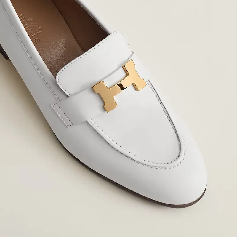 HERMES Paris White Loafers