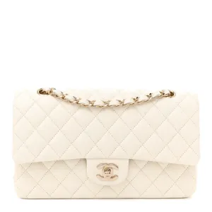 Chanel Double Flap Medium White Quilted Caviar Leather