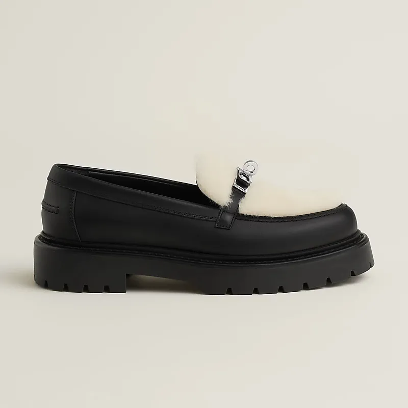 HERMES Icone Black Loafers