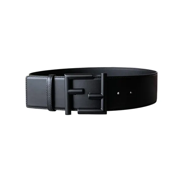 Fendi Women's FF Buckle Belt In Black/Khaki/Orange Calfskin With Gold/Black Hardware 60mm - Image 7