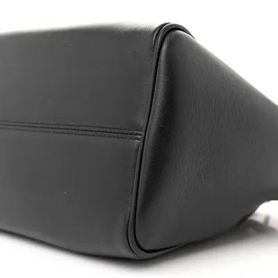 Celine Small Triomphe Cabas Drawstring Black Smooth Calfskin Leather Gold Hardware