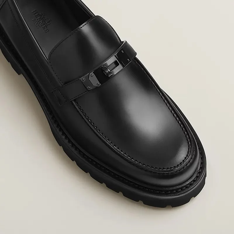 HERMES Icone Black Loafers