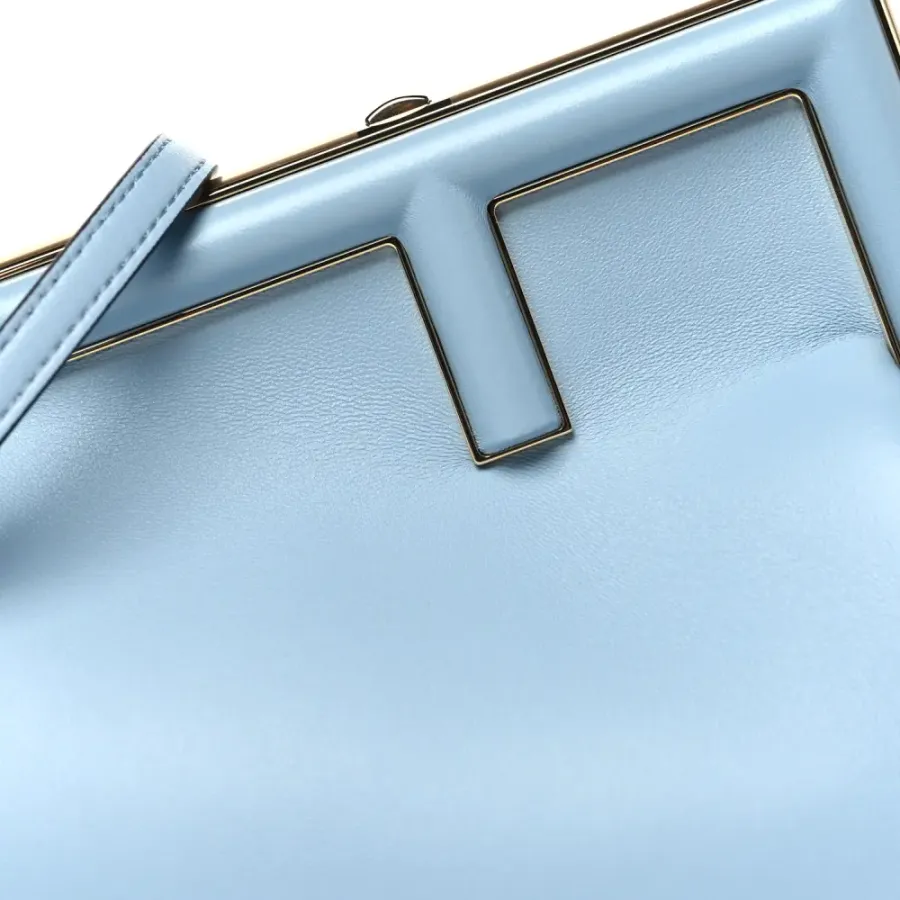 Fendi Small Fendi First Azzurro Baby Shiny Nappa Leather Gold Hardware