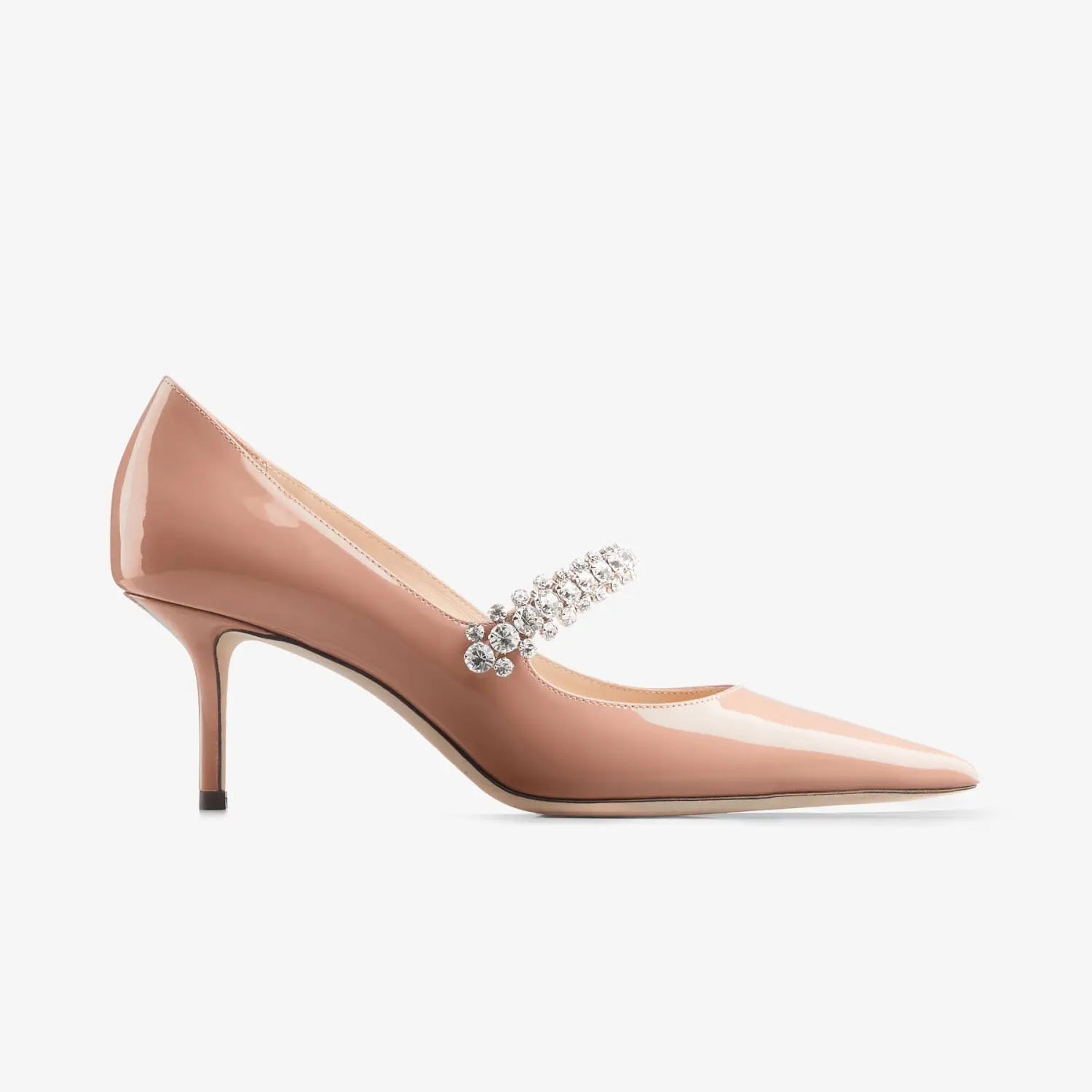 JIMMY CHOO Crystal Ballet salto alto de couro patente rosa