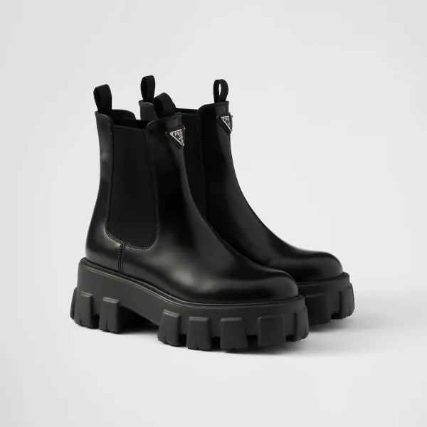 PRADA Black Monolith shiny leather Chelsea boots - Image 2