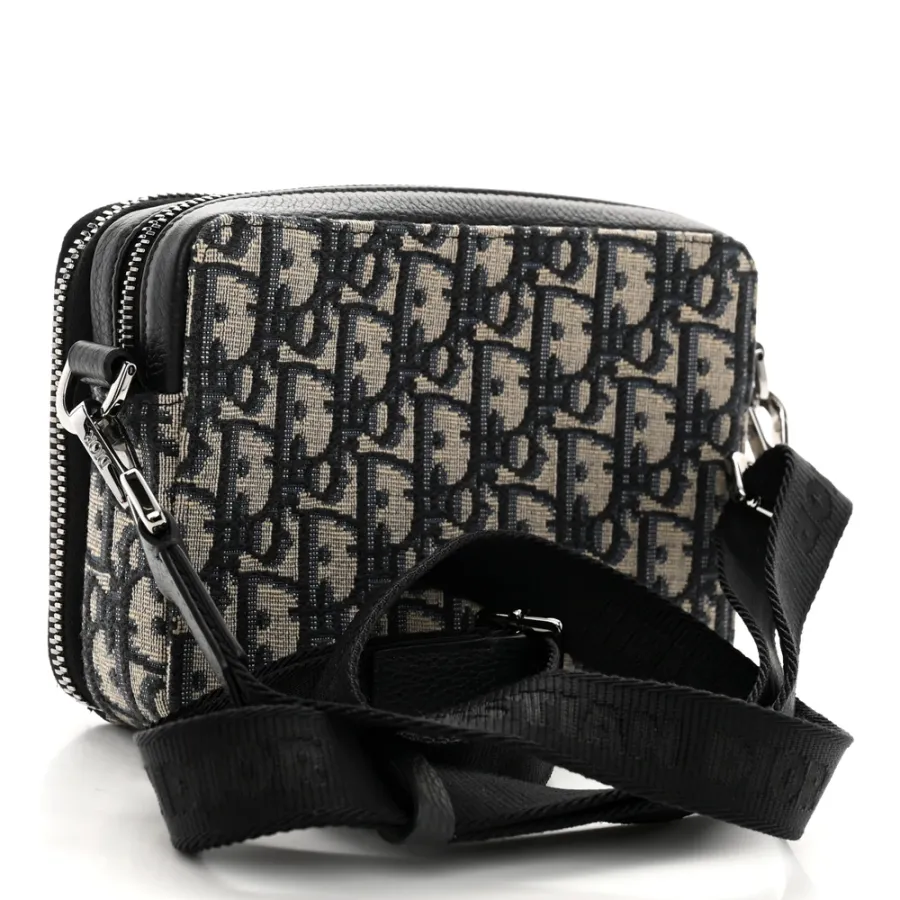 Dior Small Saddle Messenger Pouch Blue Oblique Canvas Silver Hardware