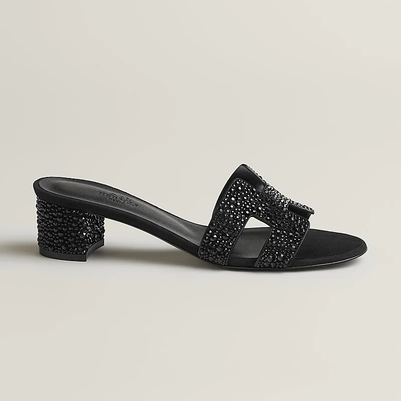 HERMES Oasis Slippers High-heeled slippers Black High Heels Sandal