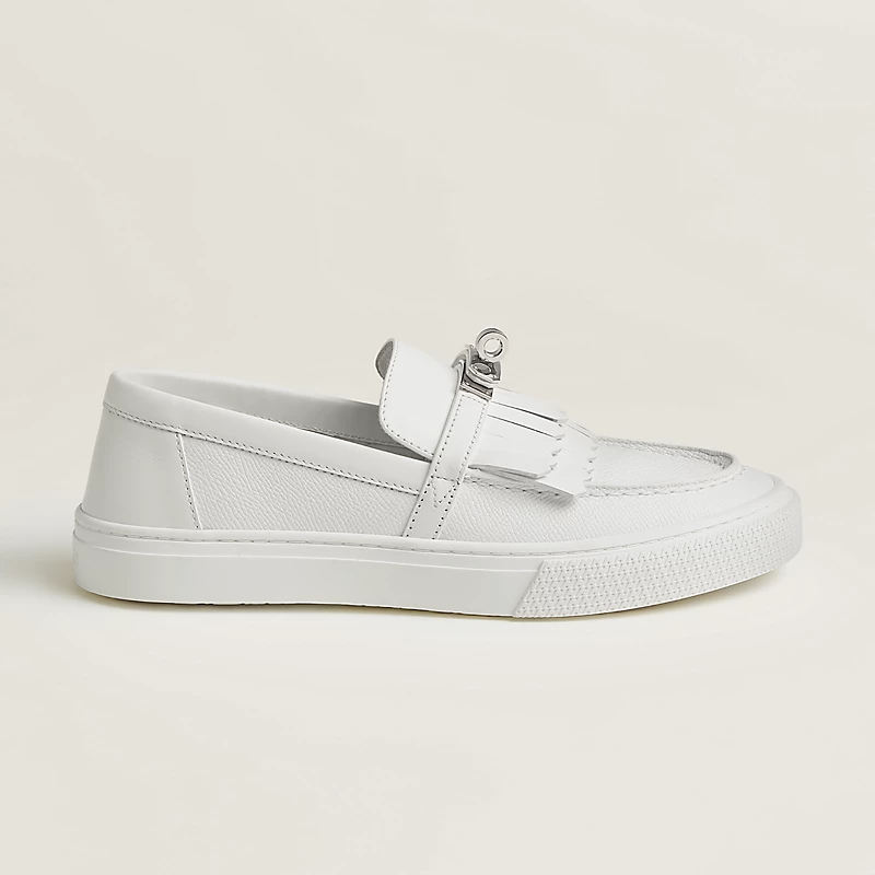 HERMES Game White Loafers