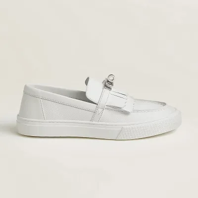 HERMES Game White Loafers