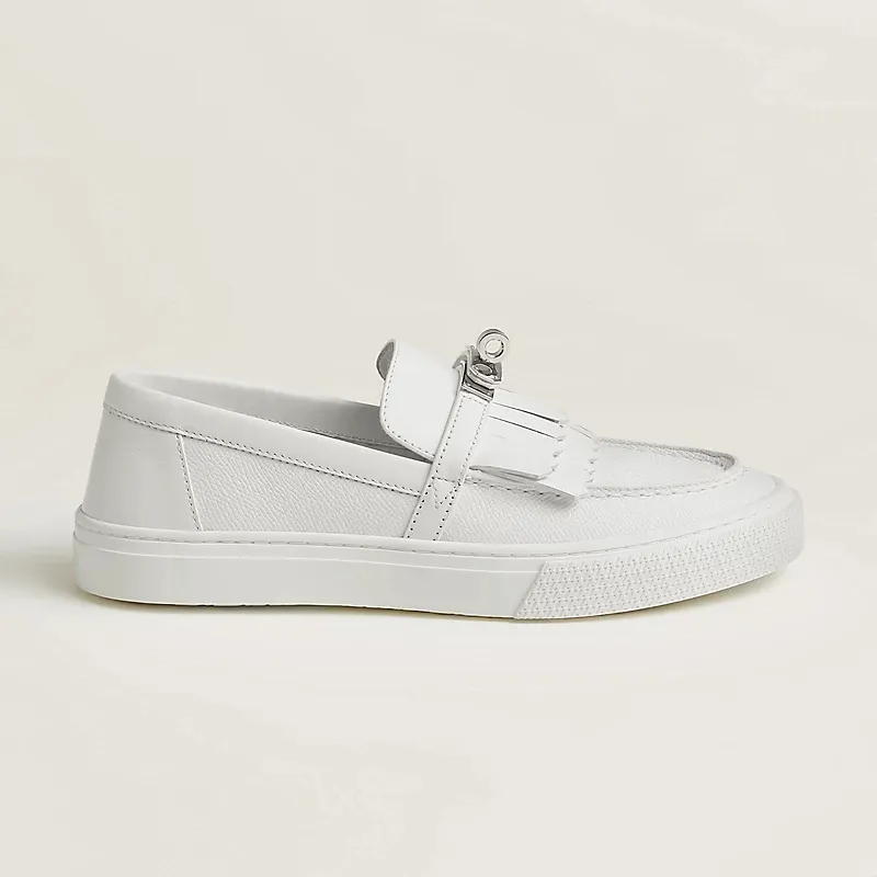 HERMES Game White Loafers
