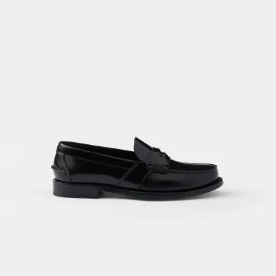 PRADA Black shiny leather loafers