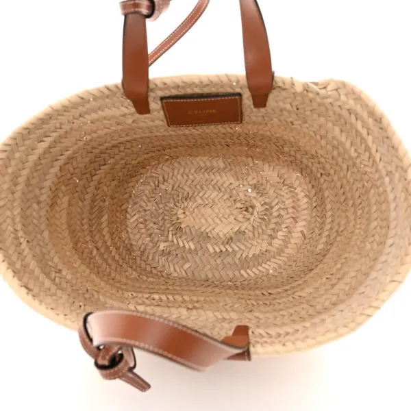 Celine Large Triomphe Teen Panier Tan Raffia & Calfskin Leather Gold Hardware - Image 7