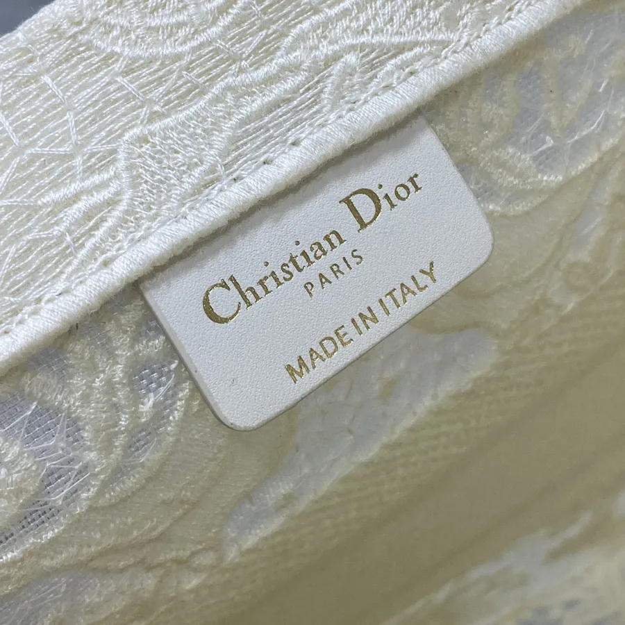 Dior Medium Dior Book Tote White Toile de Jouy Soleil Macramé Embroidery