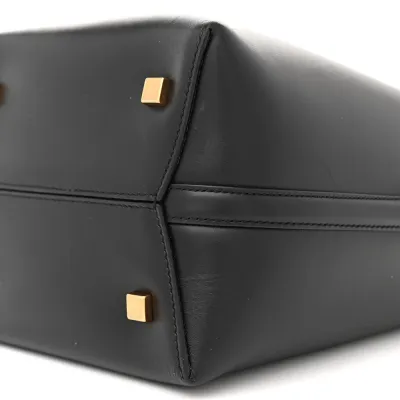 Saint Laurent Medium Le 37 Bucket Bag Black Shiny Calfskin Leather Gold Hardware