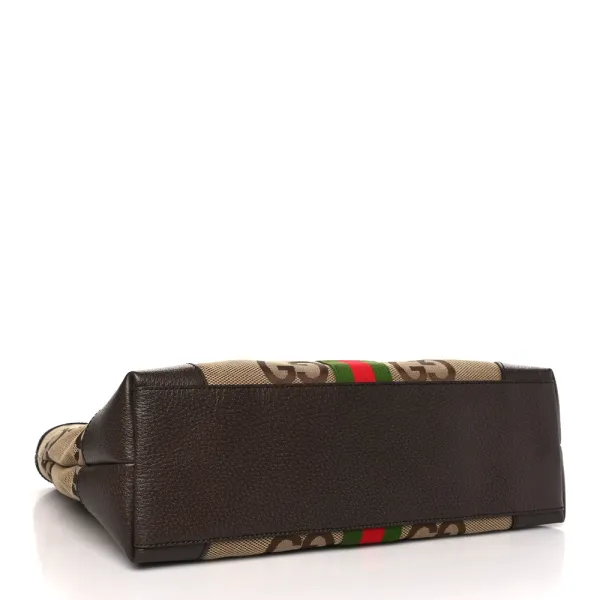 Gucci Medium Ophidia Shopping Tote Camel Ebony Textured Dollar Calfskin Leather - Image 6