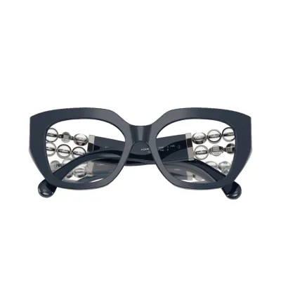 CHANEL black silver/black gold/leopard-print glasses size 54口-20-140