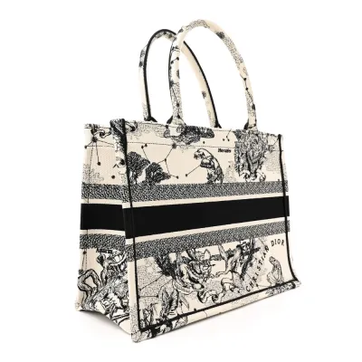Dior Medium Zodiac Toile De Jouy Book Tote Latte Embroidered Canvas