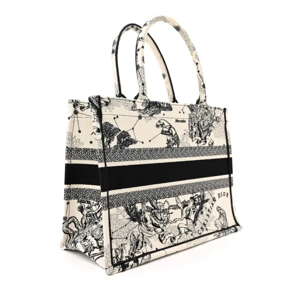 Dior Medium Zodiac Toile De Jouy Book Tote Latte Embroidered Canvas - Image 3