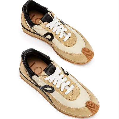 LOEWE Nylon and matte suede smooth sneakers