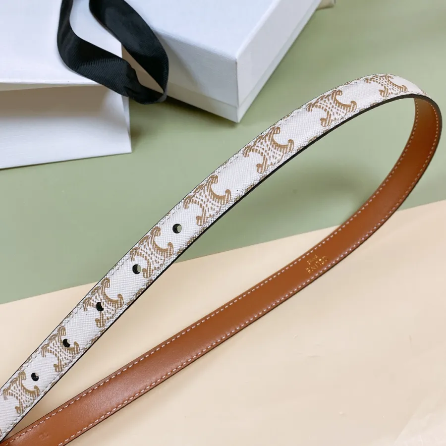 Celine Elegant Charm Belt In White/Black/Pink/Champagne Gold/Brown Taurillon Leather With Gold Hardware 18mm