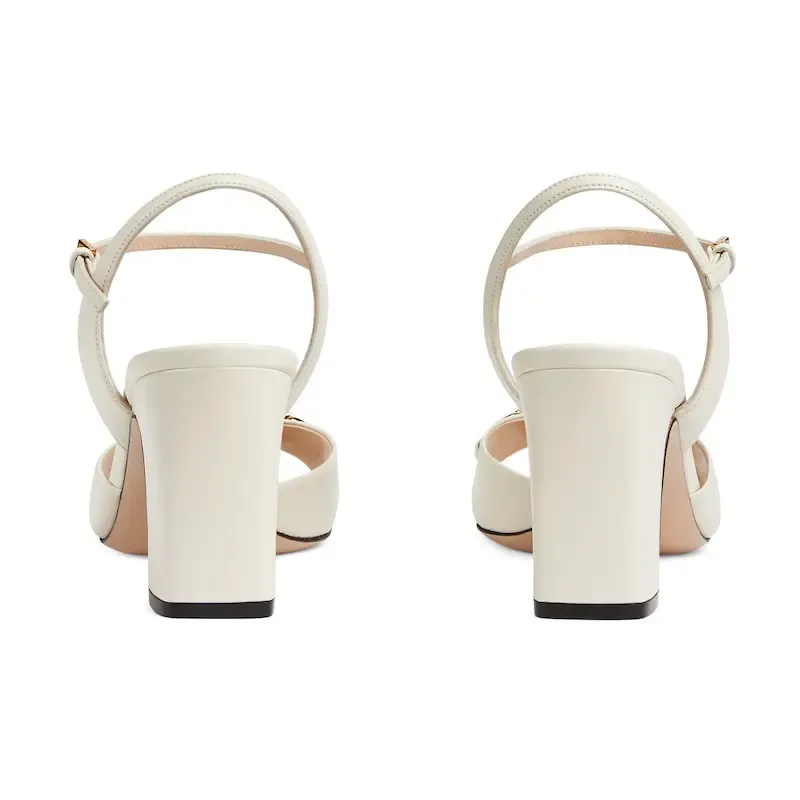 Gucci square head white high heels sandal high heels shoes