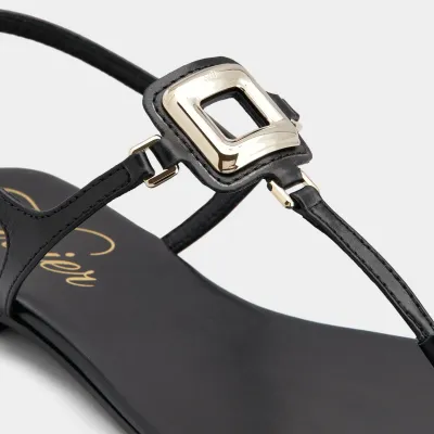 Roger Vivier Viv' By The Sea Sandals In Black Leather With Metal Buckle