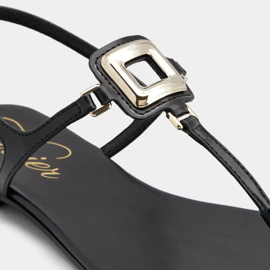 Roger Vivier Viv' By The Sea Sandals In Black Leather With Metal Buckle