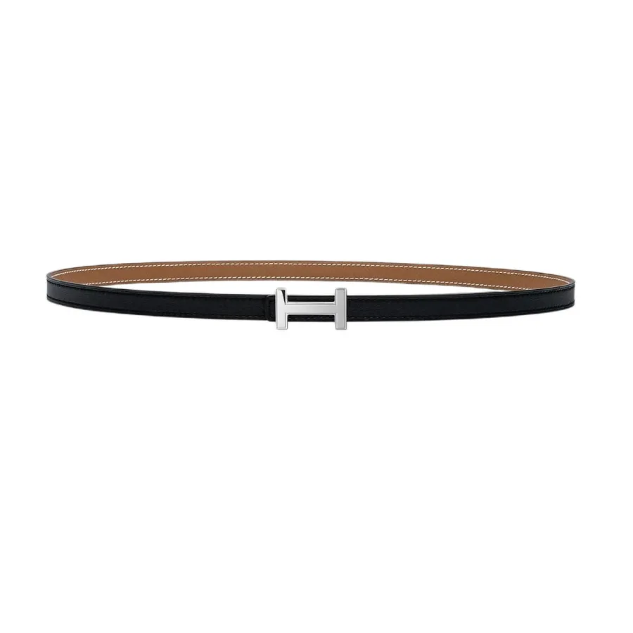 Hermès Women' s Focus H Buckle Belt In Brown/Black/Orange/White/Etoupe Calfskin With Gold/Silver Hardware 13mm