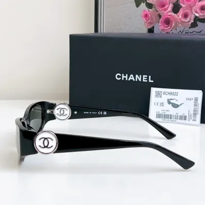 CHANEL square frame glasses black silver color size 56-18-137
