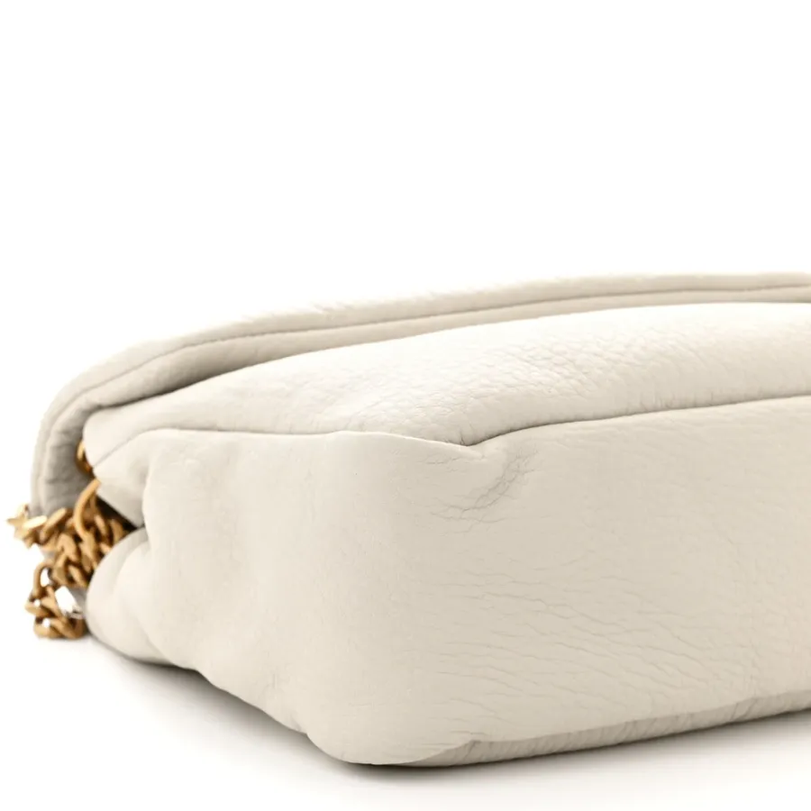 Saint Laurent Large Calypso Bag Blanc Vintage Grained Lambskin Leather Aged Gold Hardware