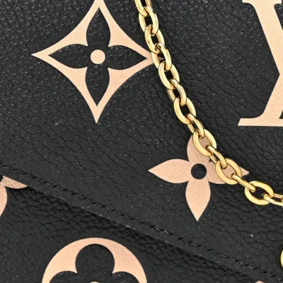 Louis Vuitton Felicie Pochette PM Black/Beige Giant Monogram Empreinte Leather Gold Hardware