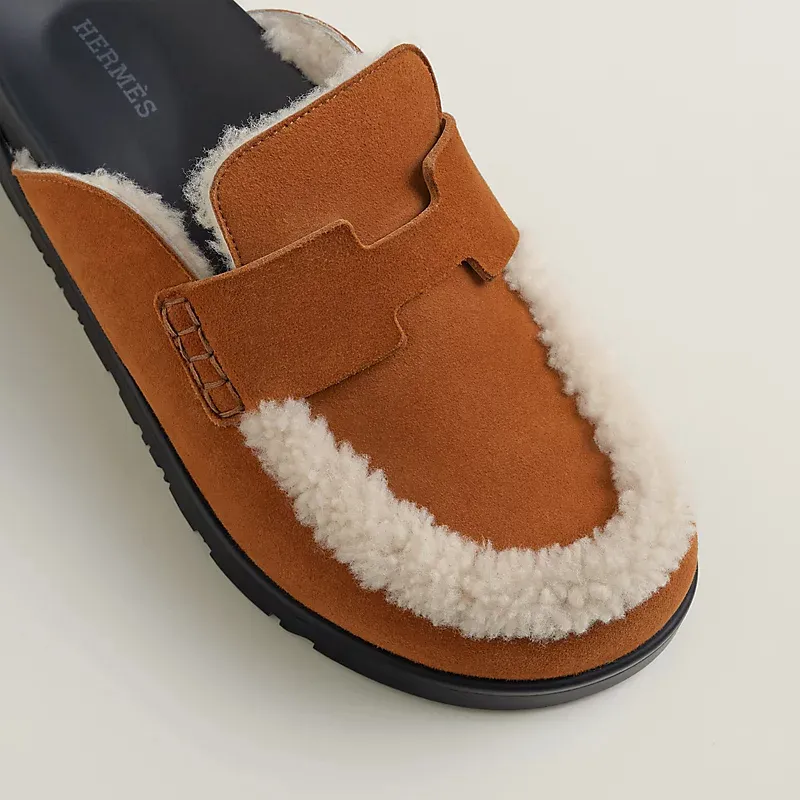 HERMES Go Mule Brown Slippers