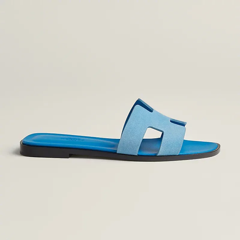HERMES Oran Blue Slippers