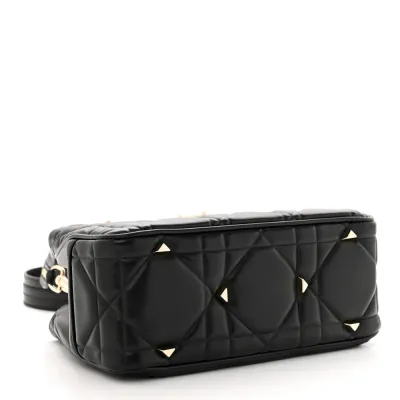 Dior Small The Lady 95.22 Black Calfskin Cannage Dark Silver Hardware