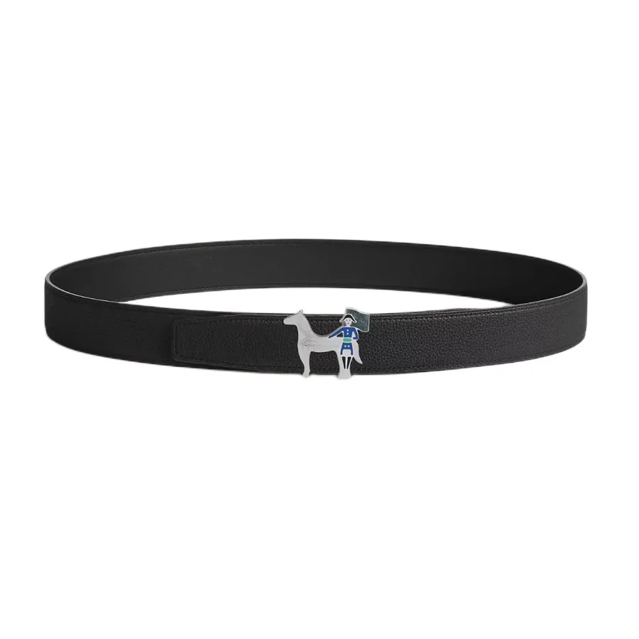 Hermès Women' s Artificier Buckle Reversible Belt In Black/Brown/Etoupe/Coffee/Blue Calfskin With Silver Hardware 32mm